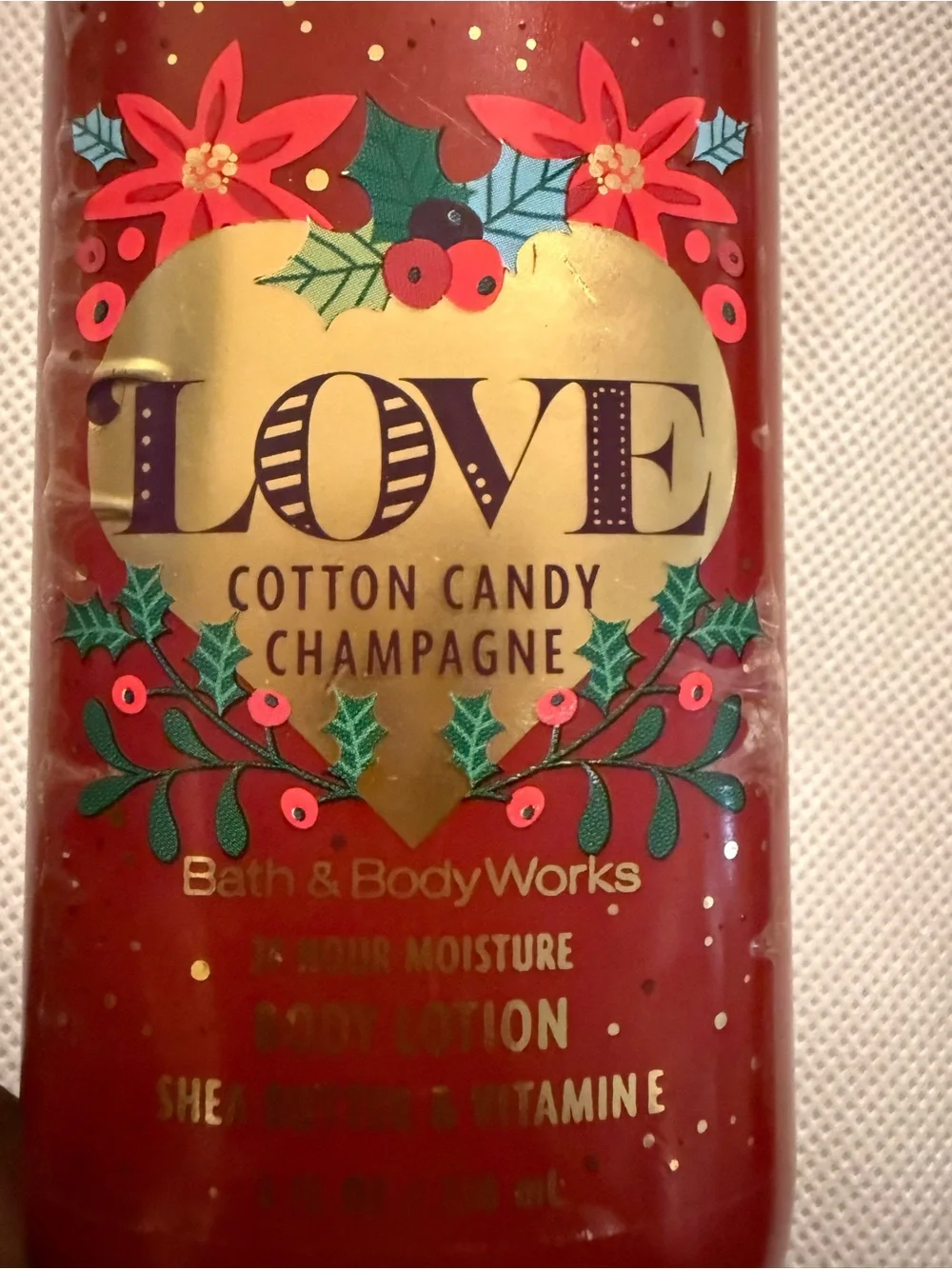 Bath & Body Works LOVE Cotton Candy Champagne Body Wash - Red & Gold